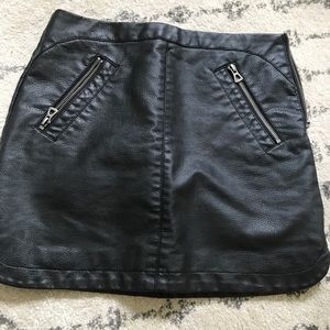 Silence + Noise black leather skirt